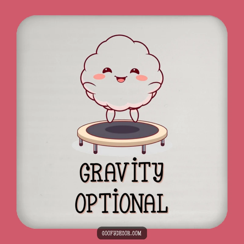 Funny Kawaii Cloud Trampoline Drink Coaster: Goofy Grin Protection for Surfaces