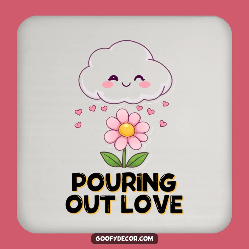 Funny Cloud Coaster: Protect Surfaces with Hearts Raining on a Flower