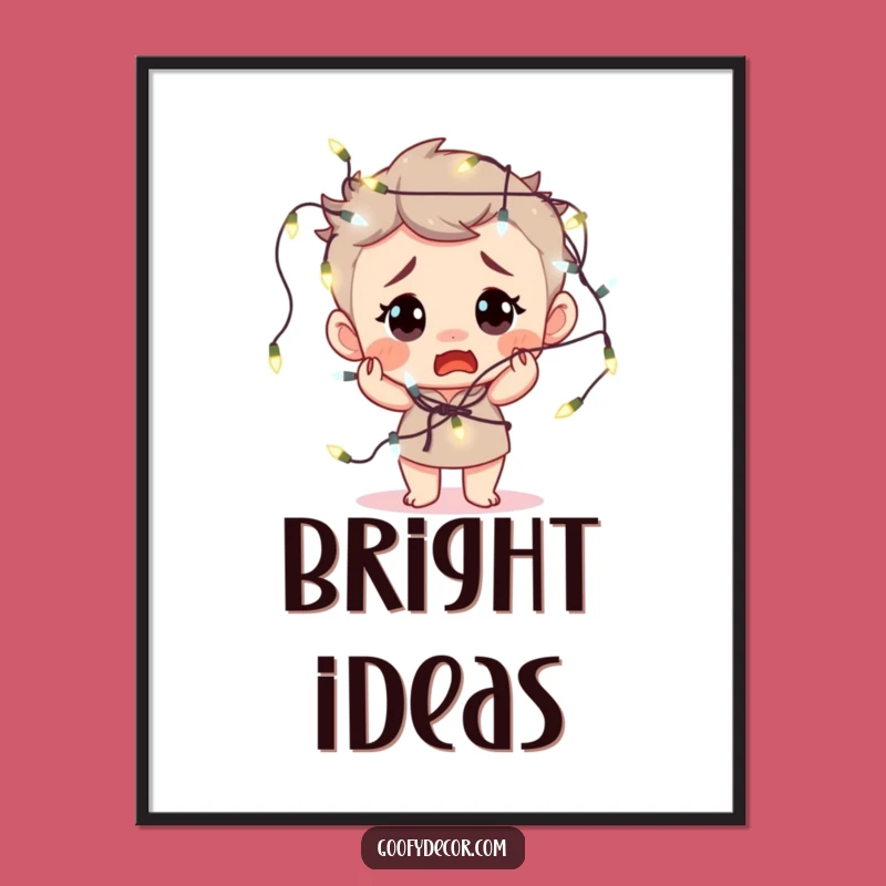 Funny Fairy Lights Poster - Bewildered Character Tangle Art