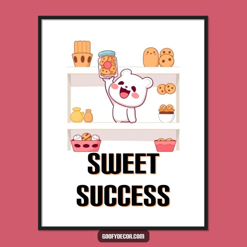 Funny Cookie Jar Poster - Cheerful Character's High Reach Art
