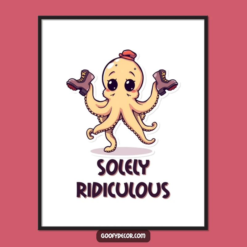 Funny Goofy Octopus Boot Juggling Poster: Wall Art for the Eccentric