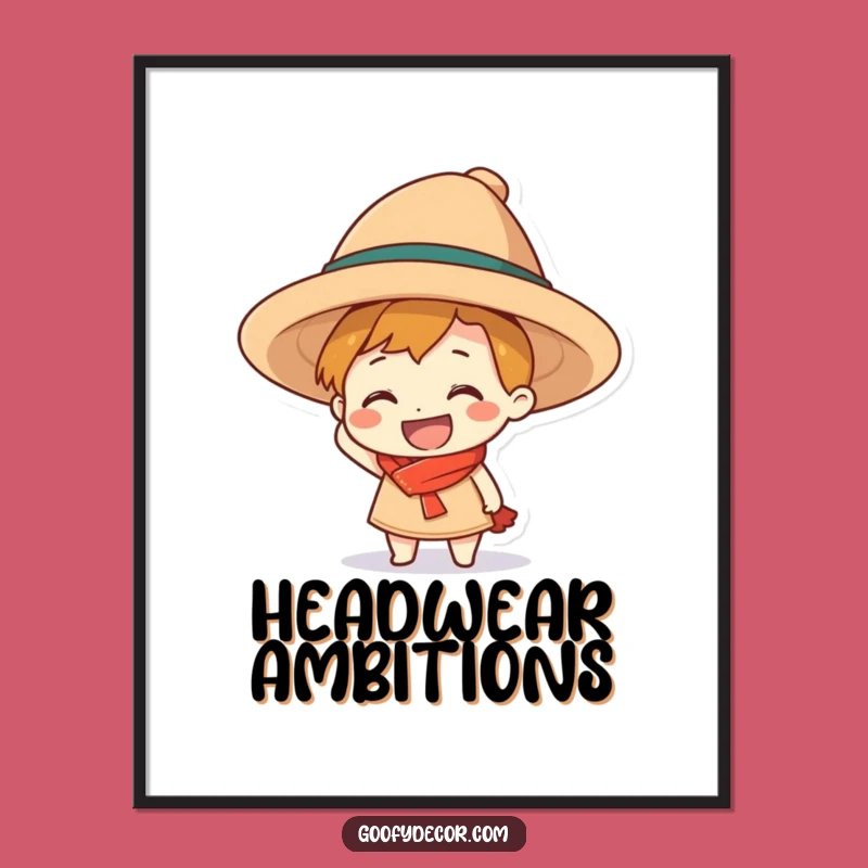 Funny Grinning Character Hat Poster - Whimsical Wall Art for Cheerful Spaces