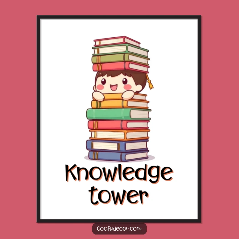 Funny Happy Character Book Poster - Whimsical Decor for Book Nooks