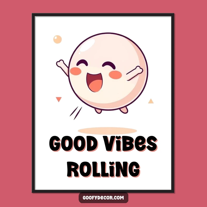 Funny Kawaii Bouncing Ball Tumbling Poster: Joyful Character Art