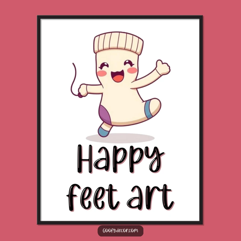Funny Kawaii Sock Dance Poster: Playful Wall Art - Hilarious Decor Gift!