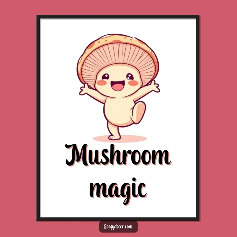 Funny Mushroom Cartwheel Poster: Energetic Art, Whimsical & Fun Funny Gift