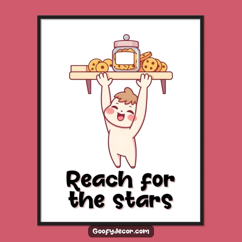 Funny Poster: Cheerful Character Cookie Jar Scene, Humorous Wall Art Gift Idea