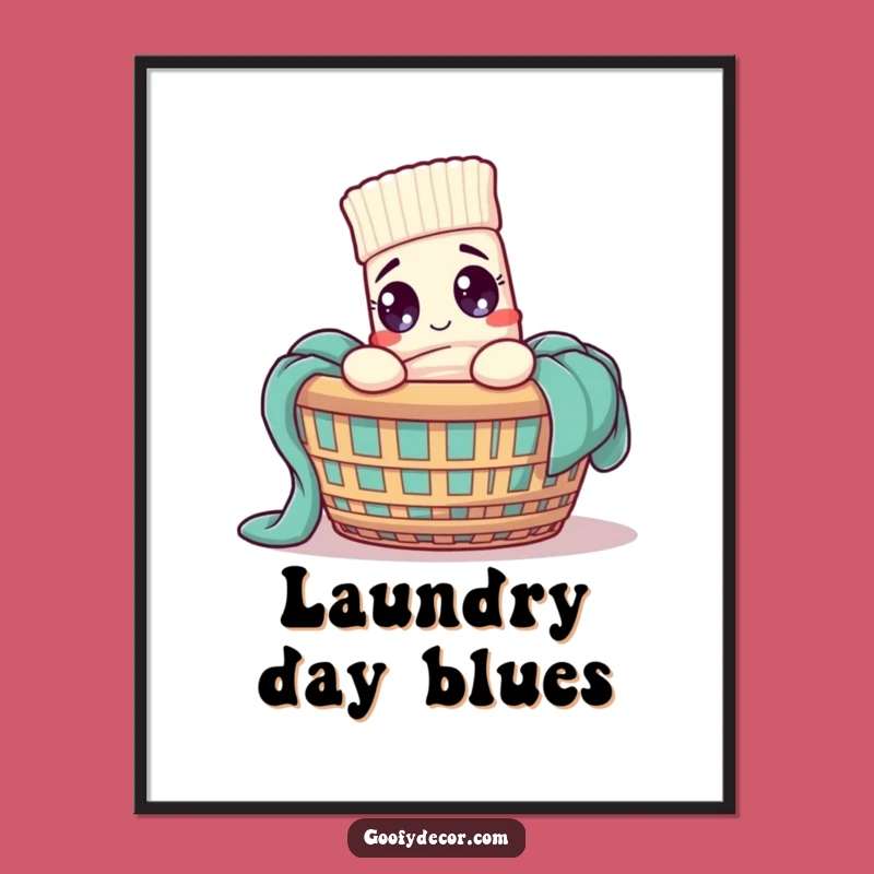 Funny Sock Escape Art Print: Hilarious Cartoon Sock Laundry Basket Poster Gift