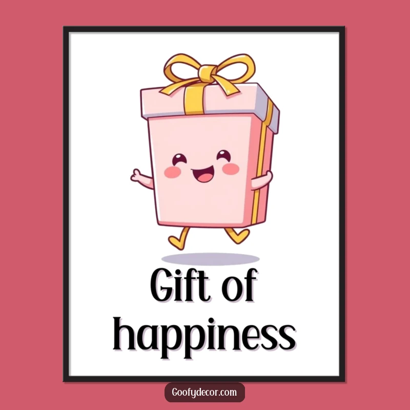 Funny Kawaii Gift Box Skip Poster: Joyful Decor - Hilarious Wall Art Gift!