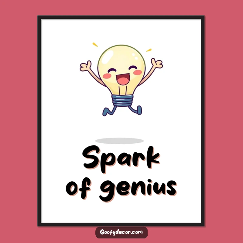 Funny Kawaii Lightbulb Leap Poster: Inspirational Art - Hilarious Wall Decor Gift!