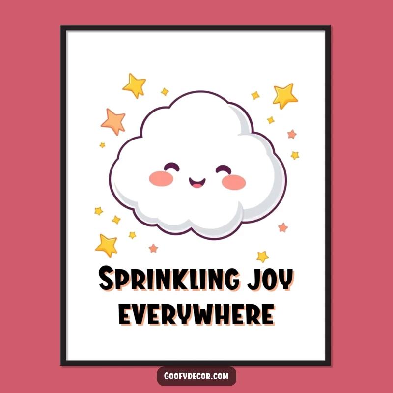 Funny Cloud Poster: Joyful Star Sprinkling Art, A Stellar Funny Gift!