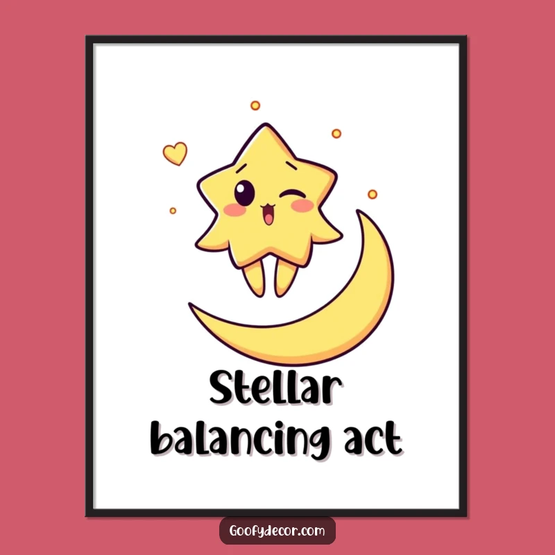 Funny Star Moon Wink Poster - Hilarious Celestial Wall Art