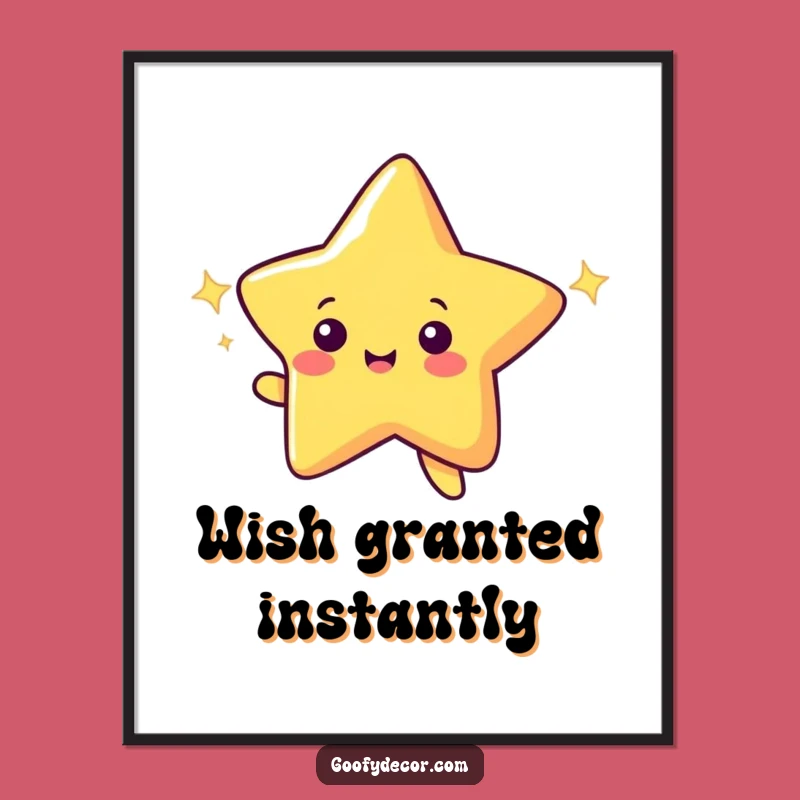 Funny Shooting Star Poster, Wish Upon a Wall of Laughter