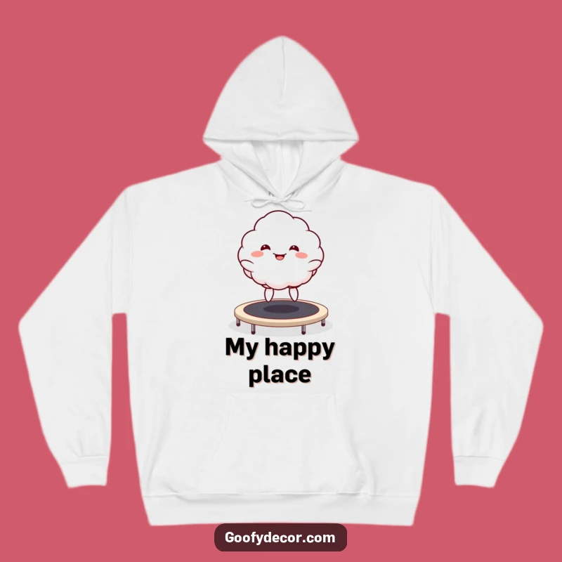 Funny Kawaii Cloud Trampoline Hoodie: Cozy Goofy Grin Apparel for Fun