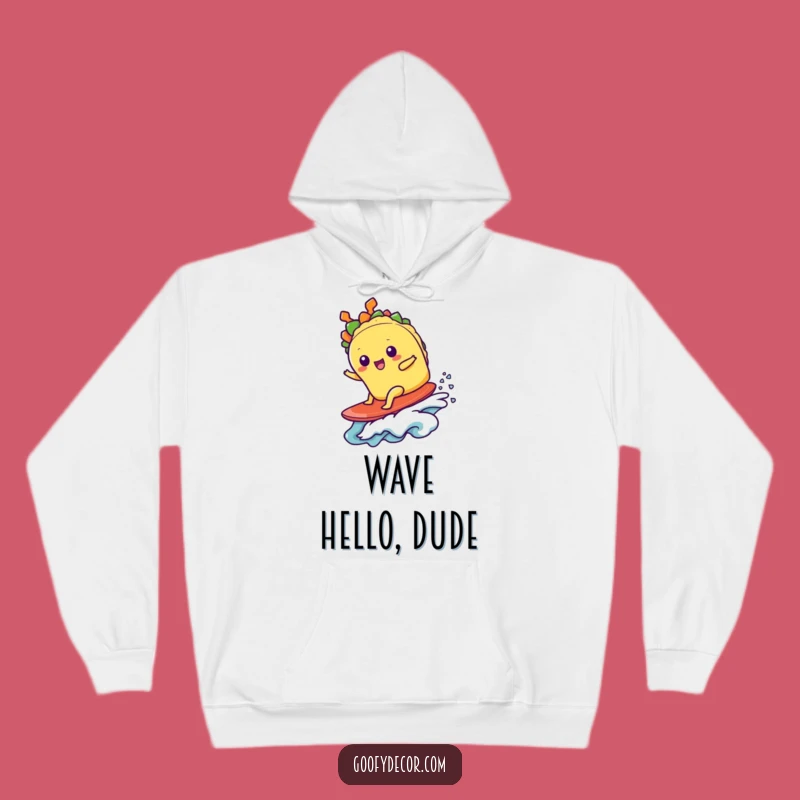 Funny Kawaii Taco Surfer Hoodie - Cozy & Hilarious Beach Bum Gift