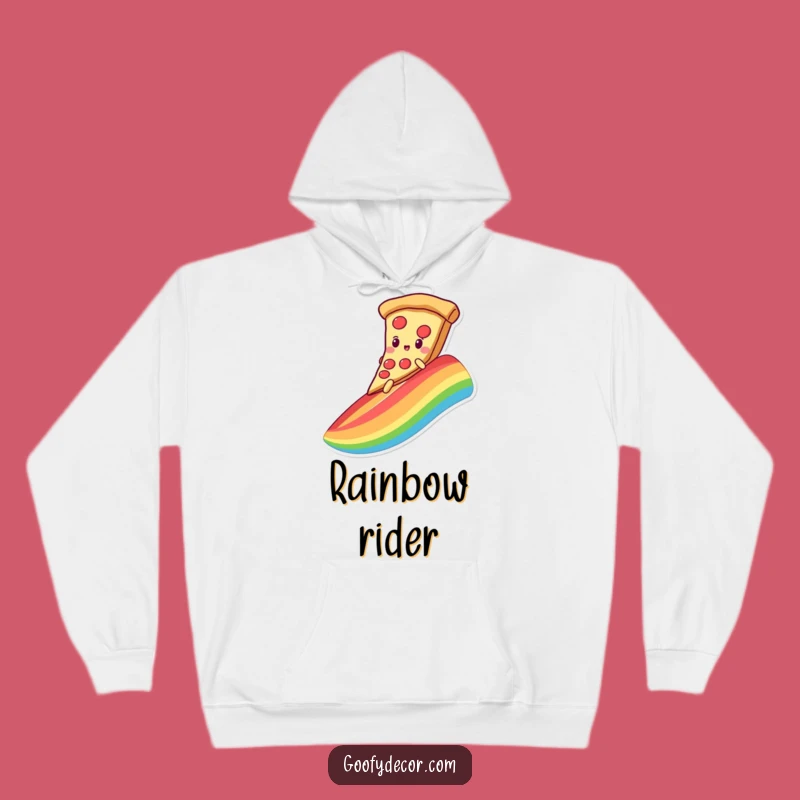 Funny Kawaii Pizza Hoodie: Cozy Rainbow Slide Comfort