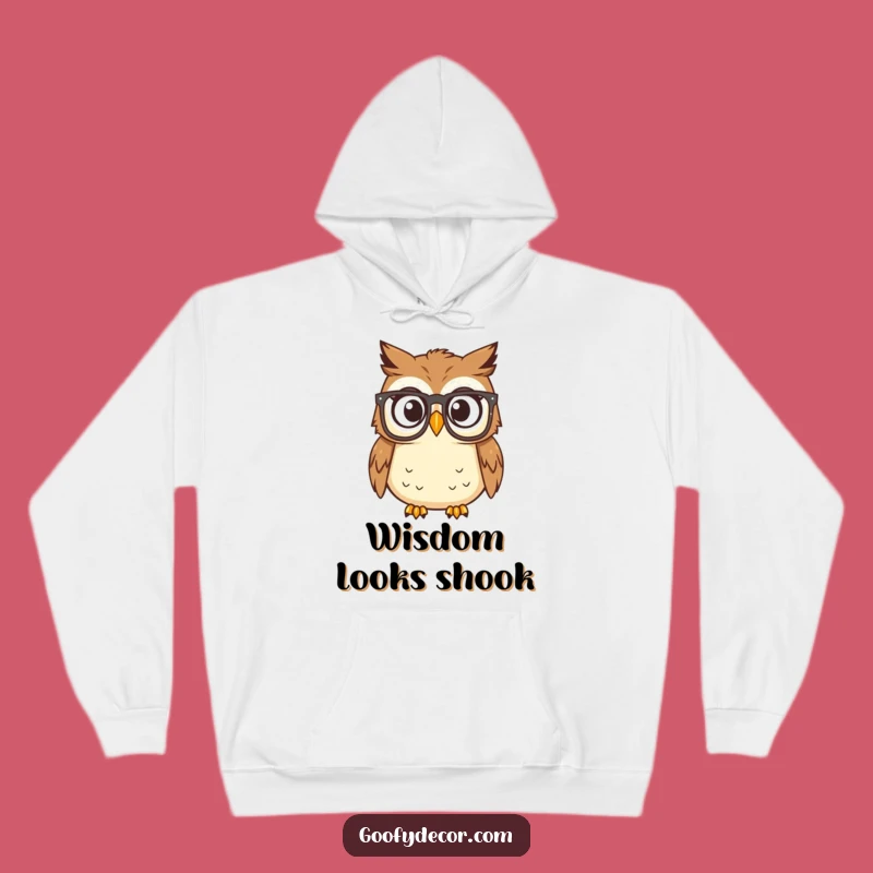 Funny Surprised Owl Reading Glasses Hoodie: Cozy Intellectual Humor Gift