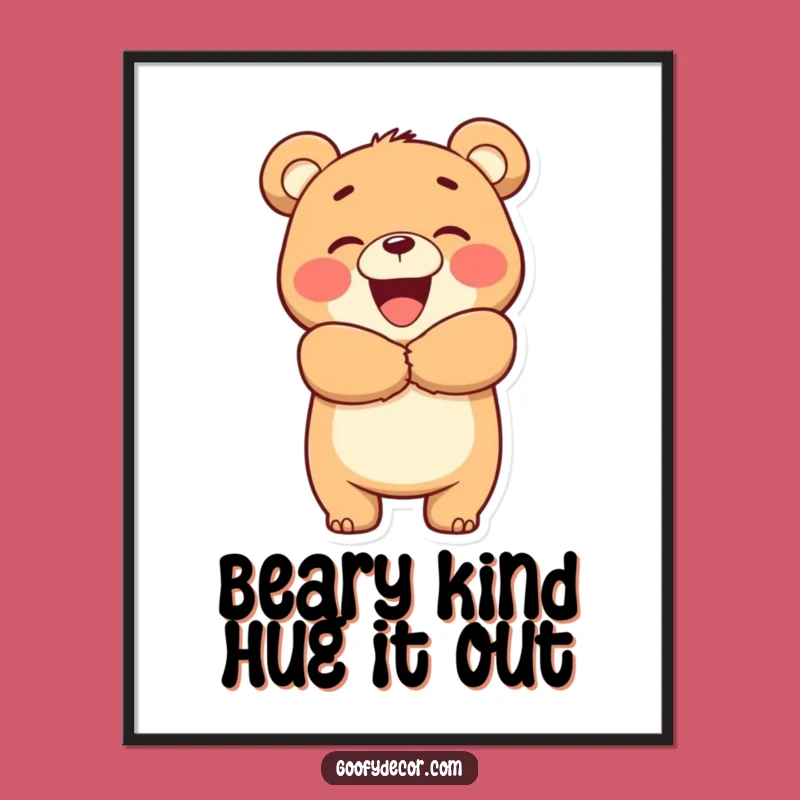 Funny Free Printable Bear Hug Wall Art - Downloadable & Print at Home Decor