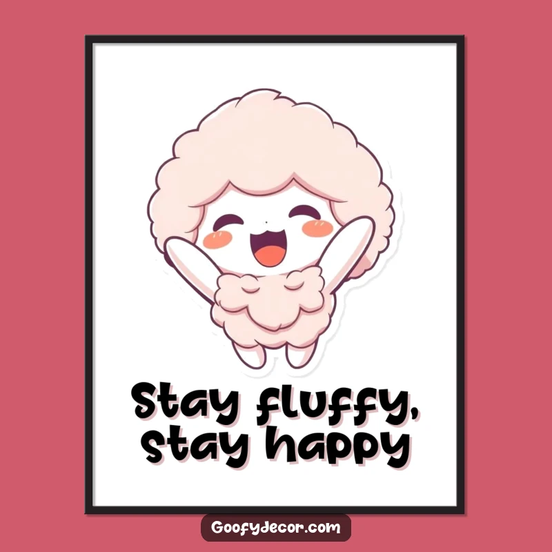 Free Printable Wall Art: Floating Fluffy Pal, Whimsical Downloadable Decor Gift