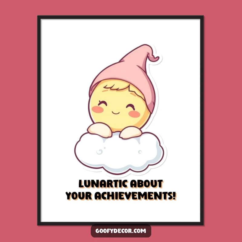 Free Printable Wall Art: Sleepy Moon Behind Cloud, Funny Decor