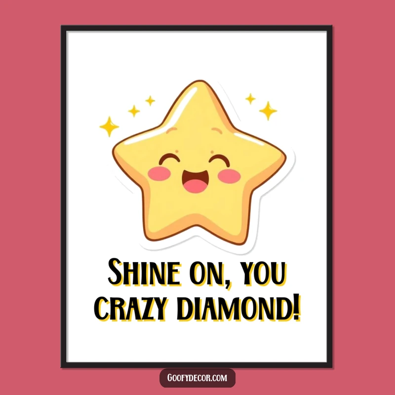 Free Printable Wall Art: Winking Star with Rays, Funny Decor