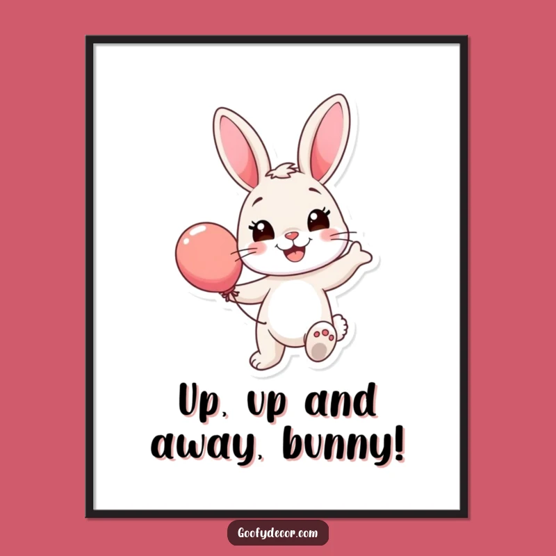 Funny Free Printable Bunny Balloon Wall Art - Downloadable & Print at Home Decor