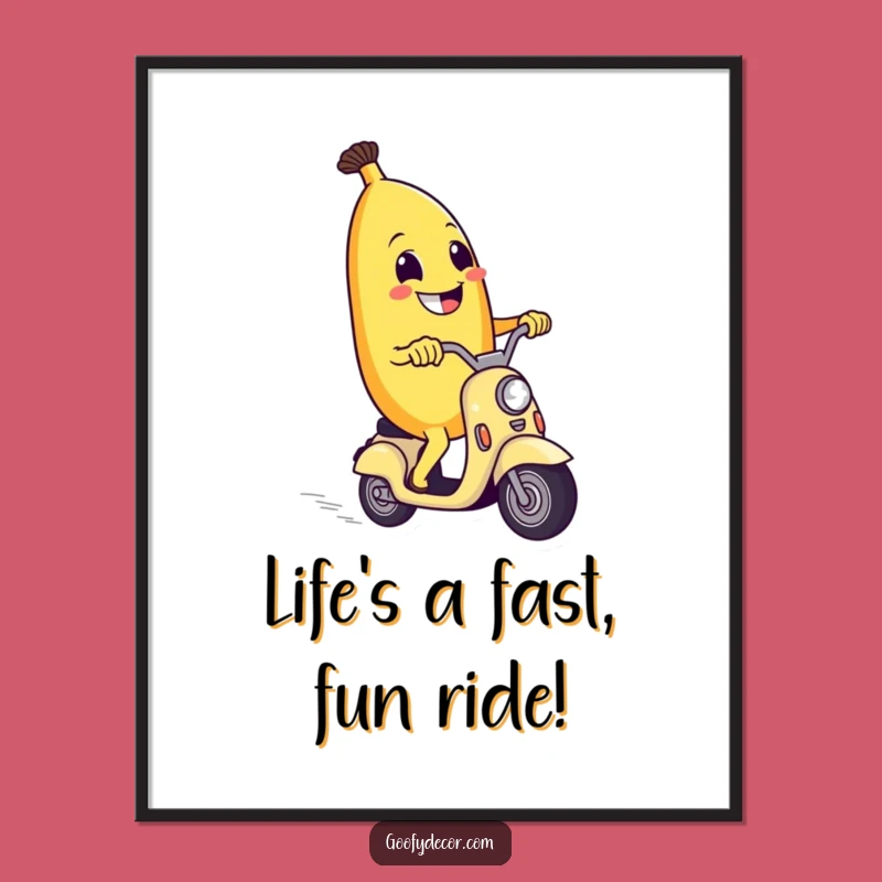 Funny Free Printable Wall Art: Banana on Scooter, Quirky Downloadable Decor