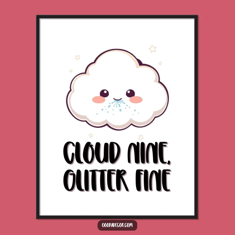 Funny Free Printable Wall Art: Kawaii Cloud Glitter Sneeze - Whimsical Downloadable Decor