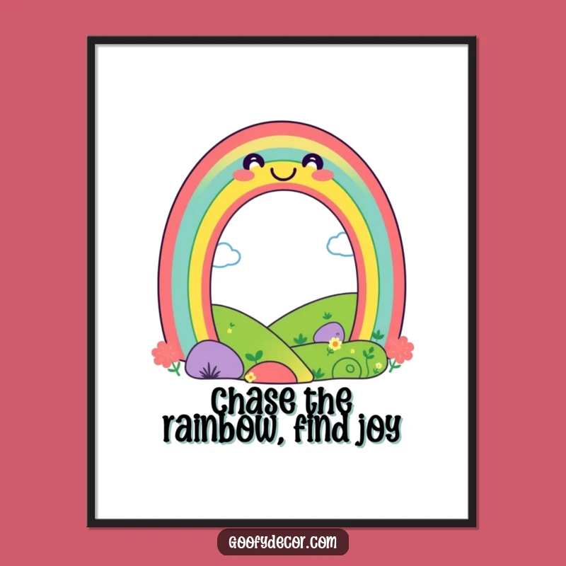 Funny Free Printable Wall Art: Rainbow Smile Happy Landscape Downloadable Art