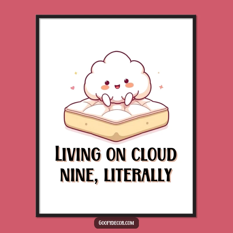 Free Printable Funny Cloud Wall Art: Bouncing Character, Downloadable Decor