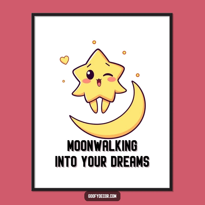 Funny Free Printable Wall Art: Star Winking Moon Downloadable Decor