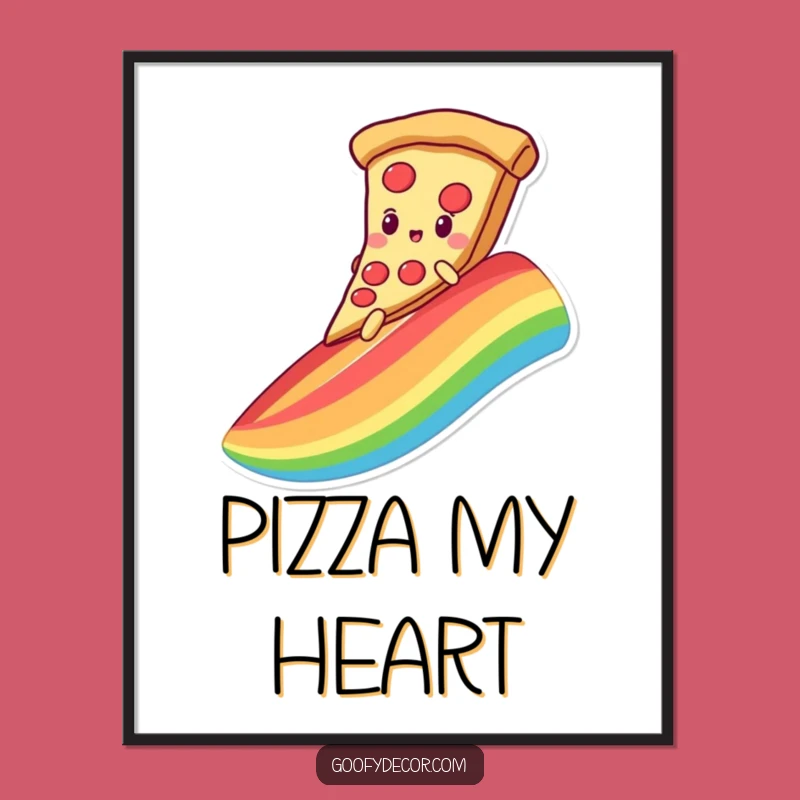 Funny Free Printable Wall Art: Pizza Rainbow Slide - Whimsical Downloadable Decor