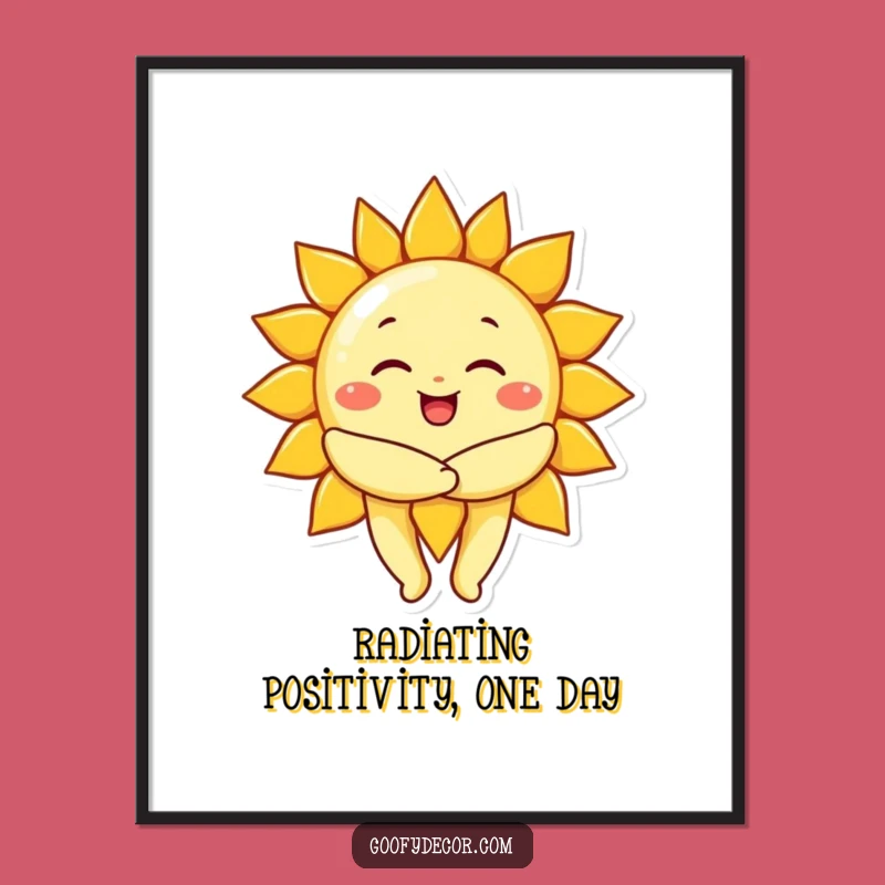 Funny Free Printable Wall Art: Cheerful Sun Hug, Radiant Warmth, Quirky Downloadable Decor