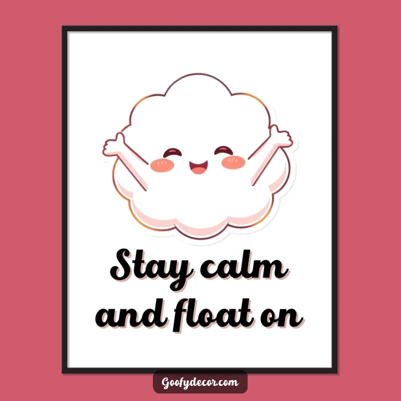 Funny Free Printable Wall Art: Happy Cloud, Whimsical Downloadable Decor