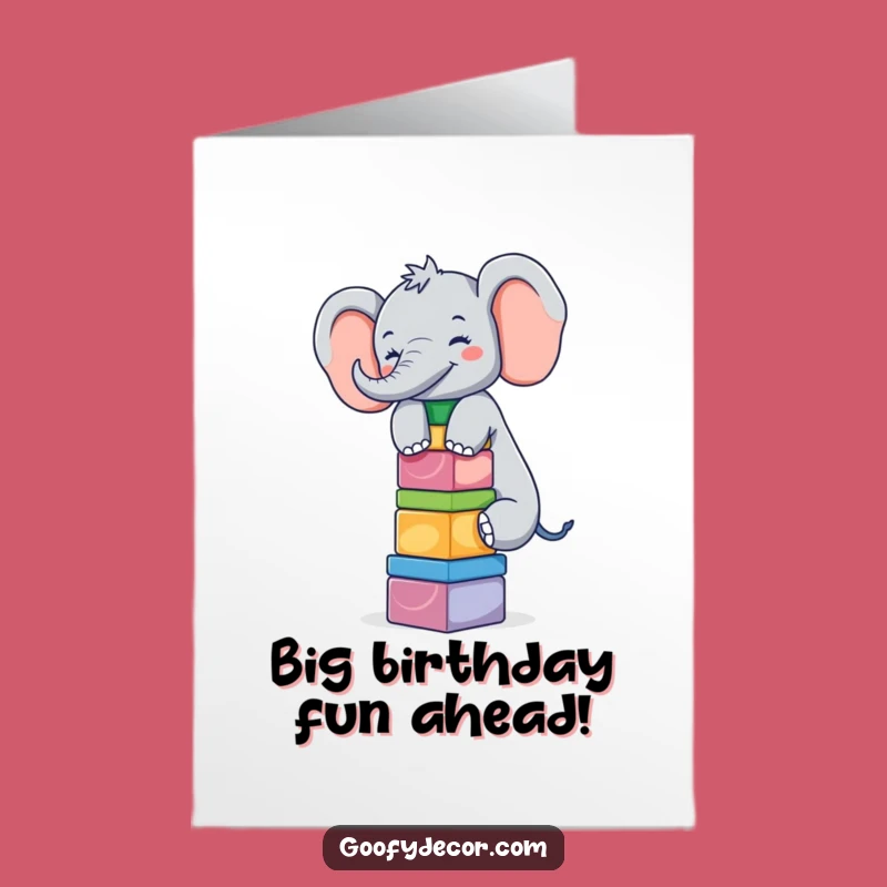 Birthday Card Free Printable: Giggling Elephant Blocks Fun Surprise