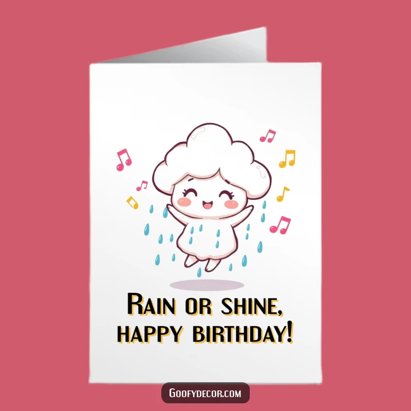 Free Printable Birthday Card: Dancing Cloud, Musical Notes, Joyful Downloadable