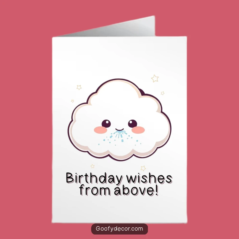 Free Printable Birthday Card: Glitter Sneeze Kawaii Cloud - Funny Birthday Downloadable