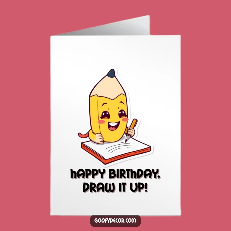 Free Printable Kawaii Pencil Birthday Card - Mischievous Scribble Downloadable Funny Gift