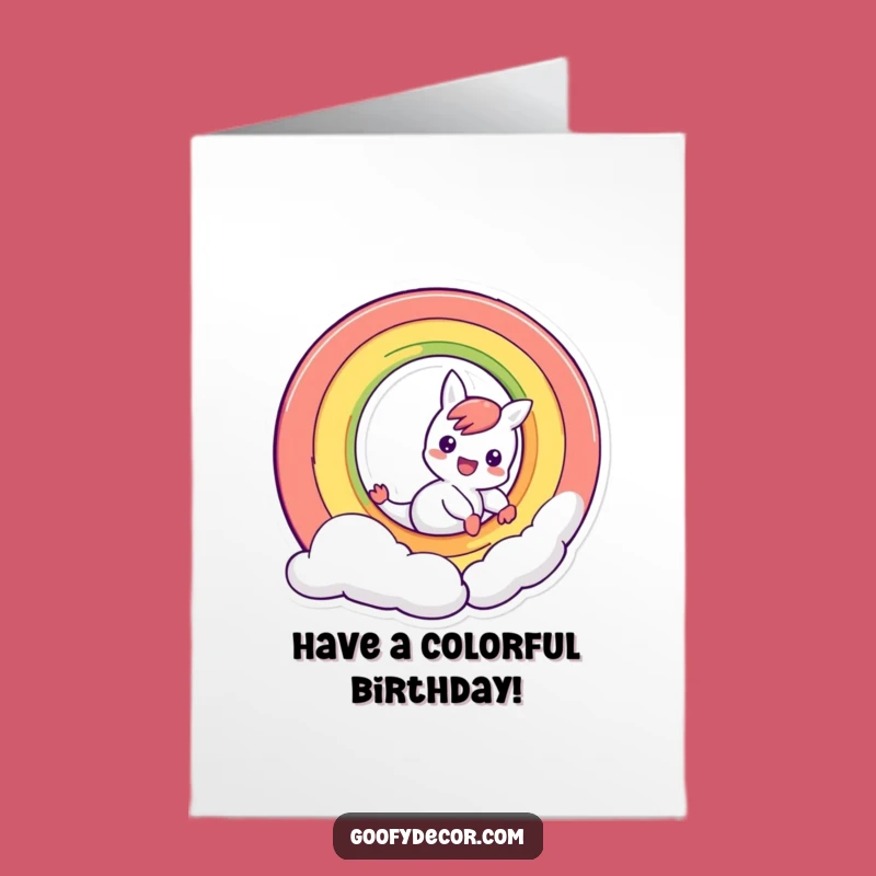 Free Printable Funny Birthday Card: Rainbow Character Sliding Birthday Fun Download