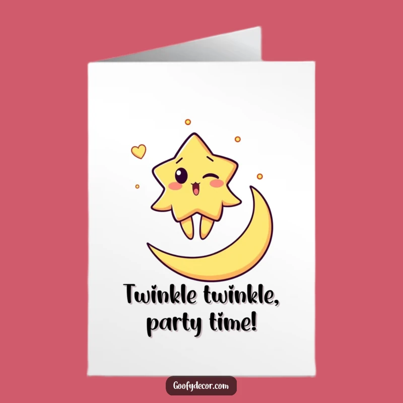 Free Printable Birthday Card: Surprised Star Winking Moon Funny Downloadable Gift