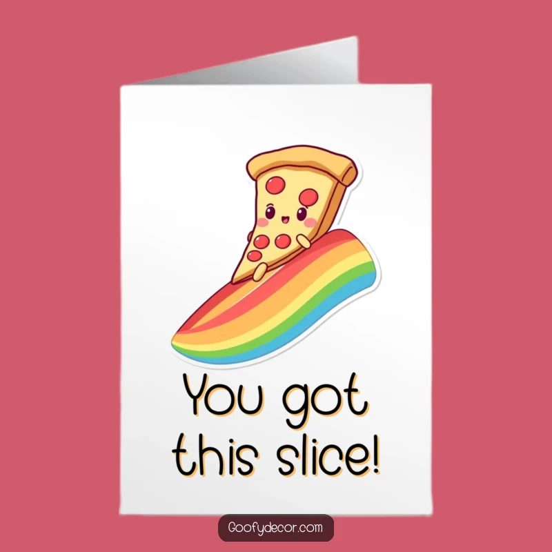 Free Printable Congratulations Card: Pizza's Rainbow Journey - Funny Downloadable