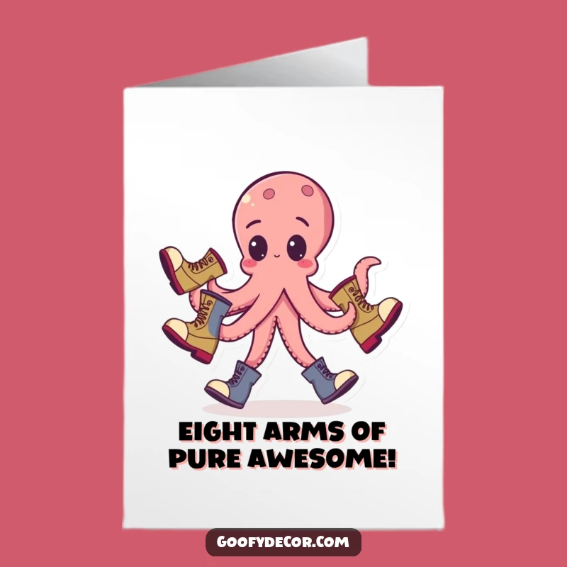 Free Printable Octopus Congrats Card: Funny Juggling Boots Celebration Downloadable Gift