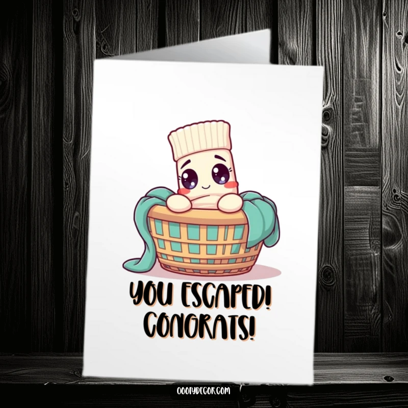 Funny Free Printable Sock Congratulations Card: Goofy sock character triumphing over laundry chaos, perfect for celebrating any achievement.