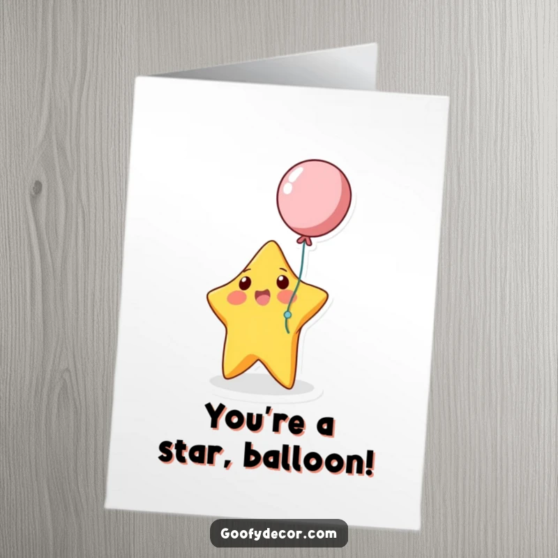 Funny Free Printable Congratulations Card: A bouncing star playing with a balloon, celebrating your fantastic news with energetic joy.