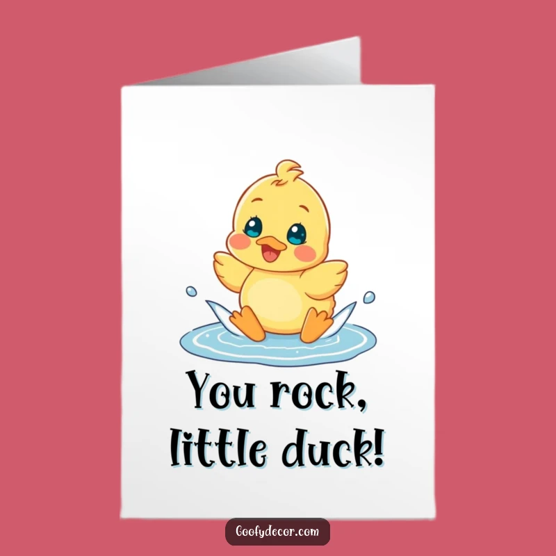 Free Printable Congrats Card: Happy Duckling Splashing Funny Duck Downloadable Gift