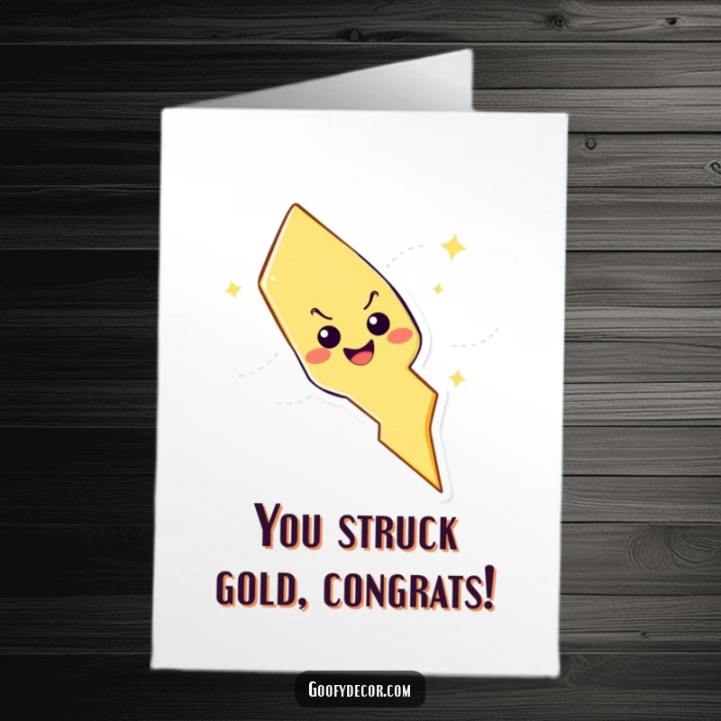Funny Free Printable Congratulations Card: Playful lightning bolt character giving a thumbs up and zig-zagging with excitement.