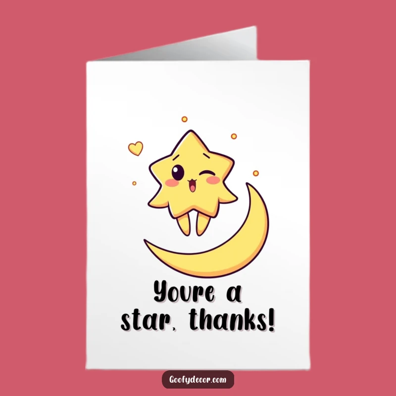 Free Printable Thank You Card: Star Winking Moon Funny Downloadable Gift