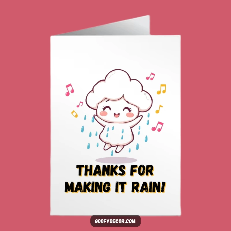 Free Printable Thank You Card: Dancing Cloud, Music Gratitude, Print at Home