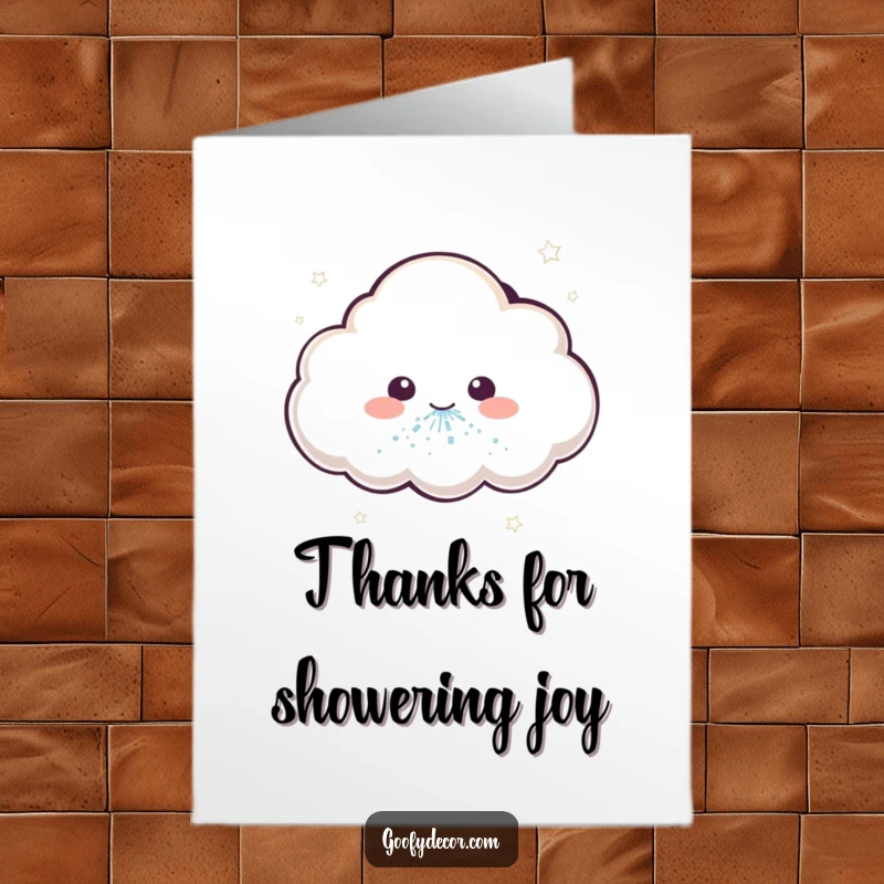 Funny Free Printable Thank You Card: A sweet kawaii cloud sneezes a shower of glitter, symbolizing a sparkling thank you.