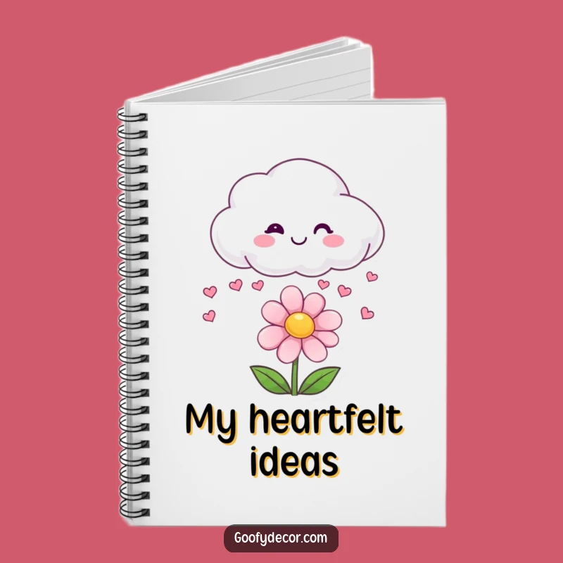 Funny Cloud Notebook: Jot Down Ideas with Hearts Raining on a Flower